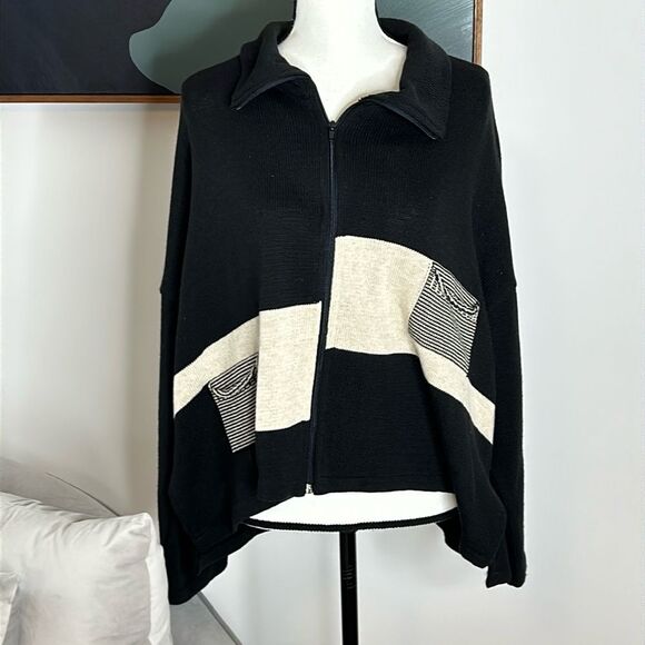 Transparente boxy, zip front cardigan, one size - Picture 1 of 6